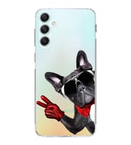 PrintiFy Samsung Galaxy A34 ile Uyumlu Köpek 2 Kamera Korumalı Şeffaf Kılıf