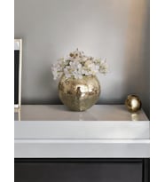 IŞILTI HOME DESIGN Işıltı home design yuvarlak aynalı cam vazo açık gold orta boy