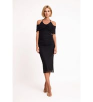 Kadın Zebra Desenli Carmen Yaka Kolsuz Bodycon Midi Elbise Tül Astarlı Party Günlük Rahat Modern