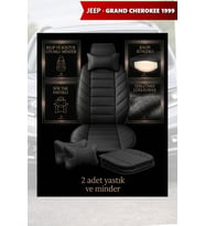 jeep grand cherokee 1999 Koltuk ve Kılıf uyumlu Siyah Yastık Minder Lüks 2 Minder 2 Yastık