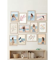 12 Parça Soft Coastal Women Art 2 Renk Seçenekli Çerçeve Görünümlü Tablo Seti