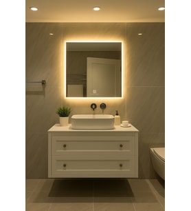 Digital Hayat Buğu Çözücü Kare Led Ayna 50-80cm Dokunmatik Dimli Beyaz Günışığı Amber Mavi Kırmızı Banyo Makyaj