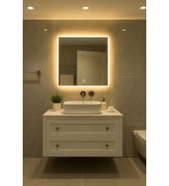 Digital Hayat Buğu Çözücü Kare Led Ayna 50-80cm Dokunmatik Dimli Beyaz Günışığı Amber Mavi Kırmızı Banyo Makyaj