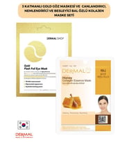3 Katmanlı Gold Göz Maskesi ve Canlandırıcı, Nemlendirici Ve Besleyici Bal Özlü Kolajen Maske Seti