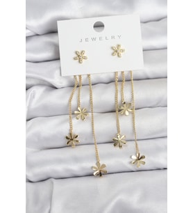 Papatya Model Gold Renk Pirinç Sallantılı Kadın Küpe 5886 - SSSSSS8639-1591