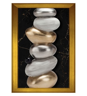 Soyut Şekiller Motifli Kanvas Tablo 50 x 70 cm Gold Çerçeve