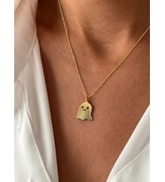 Sevimli Tasarım Hayalet Kolye 925K Gümüş (Gold)