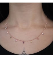 925 Ayar Renkli Rose Shakıra Gümüş Kolye