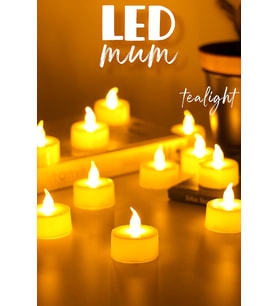 24 Adet Led Mum Tealight Mini Dumansız Pilli Alevli Dekoratif Yapay Mum Işıldak Beyaz 1036-2