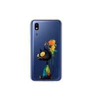 Samsung Galaxy A2 Core ile Uyumlu Splash Kedi Tasarımlı Şeffaf Silikon Kılıf