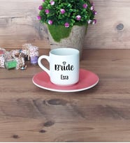 Bride Türk Kahvesi Fincanı Pembe Gelin Hediyesi
