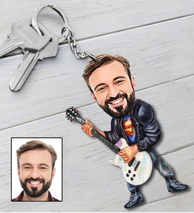 Kişiye Özel Gitarist Tasarımlı Karikatür Anahtarlık 91