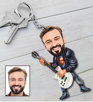 Kişiye Özel Gitarist Tasarımlı Karikatür Anahtarlık 91