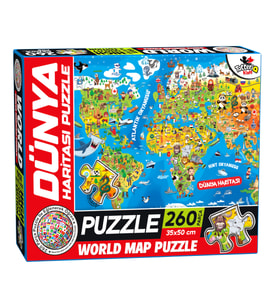260 Parça Dünya Haritası Puzzle eğitici yapboz