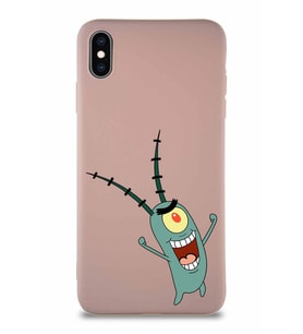 Apple iPhone XS Max Soft Premier Kapak Plankton Tasarımlı Silikon Kılıf - Pudra (Şeffaf)