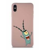 Apple iPhone XS Max Soft Premier Kapak Plankton Tasarımlı Silikon Kılıf - Pudra (Şeffaf)