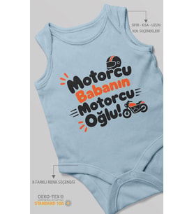 Motorcu Babanın Motorcu Oğlu Sıfır Kol Bebek Zıbını %100 Pamuk
