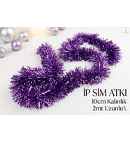 İp Sim Atkı 10 cm Kalın Dilim - Lila