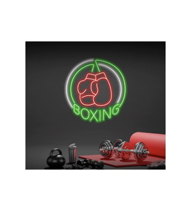 BOXING Yazılı ve Boks Eldiveni Figürlü Neon Tabela