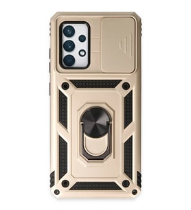 Newface Samsung Galaxy A72 Kılıf Pars Lens Yüzüklü Silikon - Gold