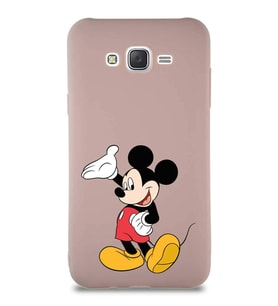 Samsung Galaxy J7 Core Soft Premier Kapak Mickey Mouse-C Tasarımlı Silikon Kılıf - Pudra (Şeffaf)