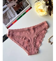 Arlet Kadın Pamuklu Rahat Günlük Kullanım Dantelli Slip/Külot (Lila-Gül Kurusu- Krem) (Gül Kurusu)