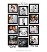 12 Adet 10x10 Çerçeve - Mdf Çerçeve - Mini Kare Fotoğraf Çerçevesi (Siyah)