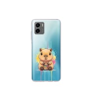 Vivo Y15S ile Uyumlu Splash Kapibara Tasarımlı Şeffaf Silikon Kılıf