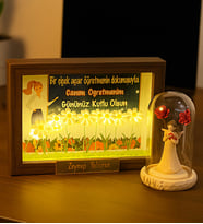 ÖĞRETMENLER GÜNÜ HEDİYESİ Kişiye Özel 3D Işıklı Bahçe Dekoratif Fotoğraf Çerçevesi & Melek Fanus