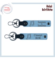 Ortak Playlist’in Simgesi Olarak Hazırlandı, İsimli Deri Anahtarlık Takımı, Gök Mavi-Gök Mavi