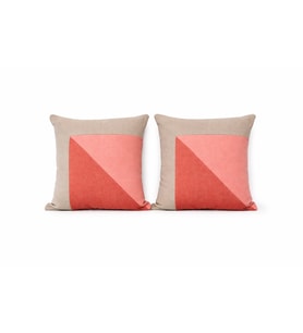 Faralya Life %70 Pamuk %30 Polyester Pembe Parçalı 2 li Kırlent Kılıfı 45x45 cm – Dekoratif Koltuk Yastık Kılıfı Modern Salon Dekoru (Pembe)