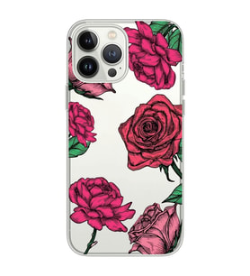 Iphone 15 Pro Uyumlu Gül Desenli Şeffaf Telefon Kılıfı