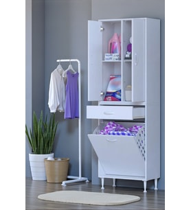 Eliusta Pine 55 cm Genişlikte Dolap 55x171x32,5 cm  Banyo/Mutfak Dolabı İki Kapaklı Sepetli Dolap