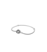 Charm Uyumlu 925 Ayar Gümüş Çiçek Desenli Yılan Gümüş Bileklik