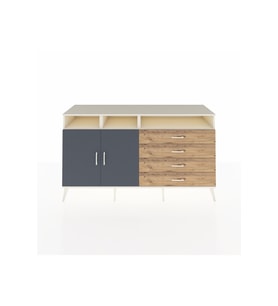 Kronos Konsol 5 Raflı 4 Çekmeceli 2 Kapaklı 176x59x99 Aytaşı-Antrasit/Çam