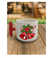 En Güzel Hediye Kırmızı T Kulp Yeni Yıl Noel Çanları Tasarımlı Çay Fincan Modelleri