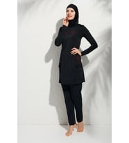 Pierre Cardin 191913 Uzunkollu Aplikeli Tesettür Mayo (Siyah)