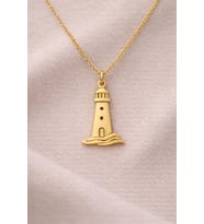 Kişiye Özel 925 Ayar Gümüş Deniz Feneri Kolye (Gold)