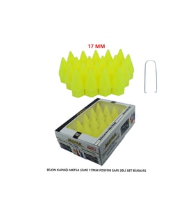 Bijon Kapağı Sivri 17 Mm Fosfor Sarı 20 Li Set