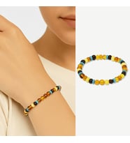 Multicolor Renk Firuze Doğaltaş Süslemeli Natural Form Doğal Damla Kehribar Kadın Bileklik