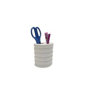 KALEMLİK OVAL ÇİZGİLİ MODEL SERAMİK OFİS GERECİ  9X6X11CM