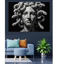 Medusa Başlı Mitolojik Kadın Portresi Dekoratif Kanvas - Mdf Ahşap Tablo
