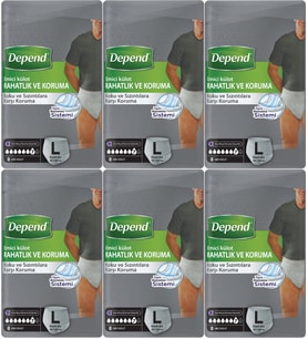 Depend Emici Külot Pants Hasta Bezi L - Büyük - Large Erkek 48 Adet (6PK*8)
