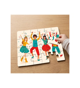 Eğlenen Arkadaşlar Tasarımlı 24 Parça Ahşap Çocuk Puzzle MPK0328