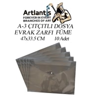 A3 Çıtçıtlı Dosya Füme 10 Adet A-3 Çıt çıtlı Zarf Dosya Transparan 47x33.5 cm Büyük Boy Çıtçıtlı Dosya