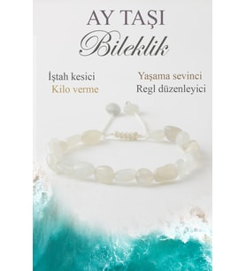 Ay Taşı Doğaltaş Bileklik, Doğal Taş Kilo Verme Bileklik B1031 (Naturel Taş - bilek ölçü 18cm )