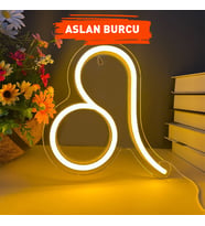 Aslan Burcu Figürlü Neon Led Tabela Tablo Gece Aydınlatma Duvar Dekoru