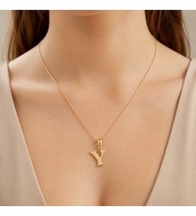 STİL İNCİSİ/XUPING JEWELRY Y DÜZ HARF TAŞSIZ KOLYE (Altın)
