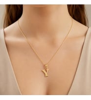 STİL İNCİSİ/XUPING JEWELRY Y DÜZ HARF TAŞSIZ KOLYE (Altın)