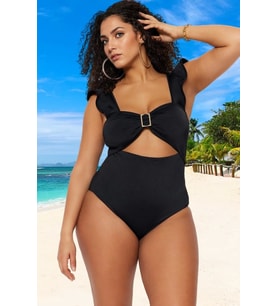 Konforlu Plus Size Mayo Tasarım Büyük Beden Esnek Kumaş Plaj Ve Havuz İçin Şık Detaylı